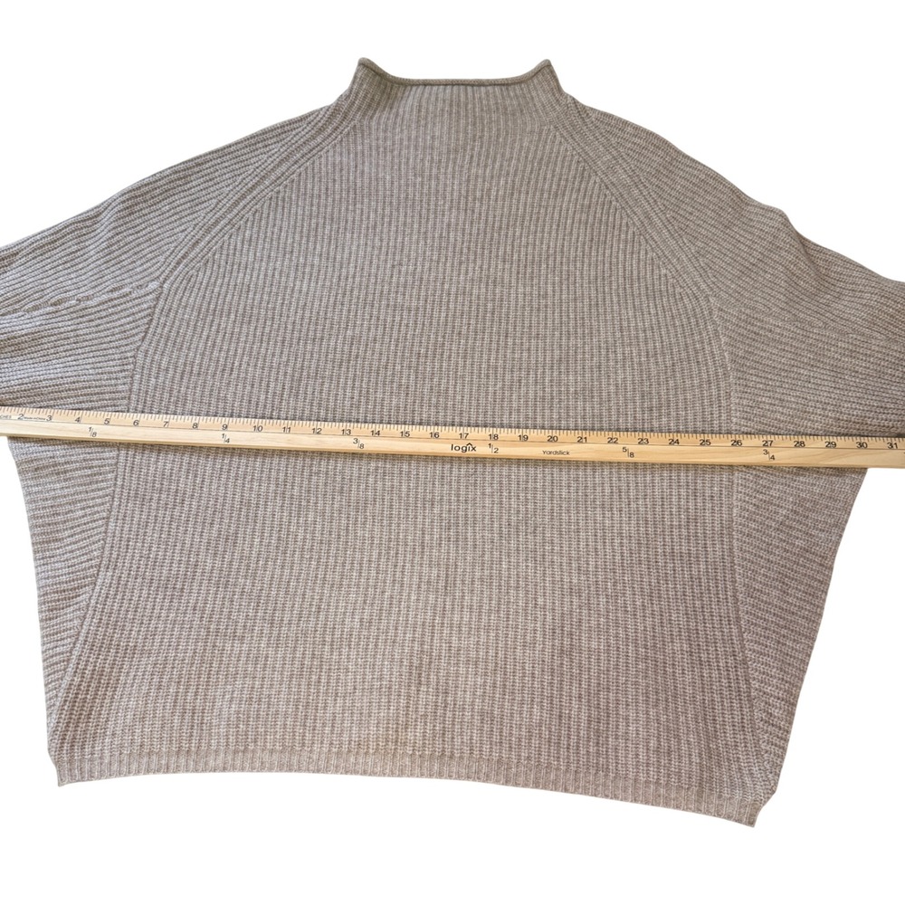 Magaschoni 100% Cashmere Mock Neck Dolman Sweater Taupe Beige Ribbed Mens M - Picture 3 of 6
